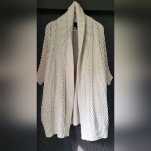 Cynthia Rowley Cable Knit Open Front Cardigan Sweater Womens M Lambswool Blend